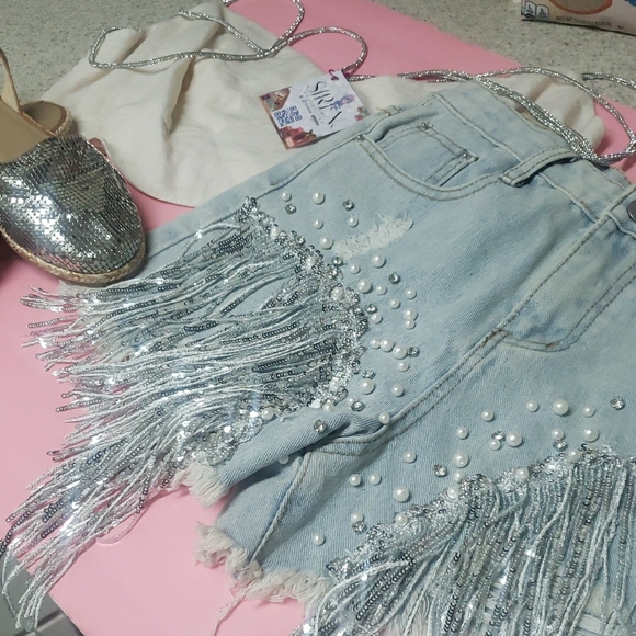 Light Blue Denim Shorts - Picture 4 of 14